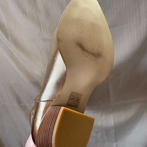 Gold Metallic Cowgirl Western Cowboy Chunky Heeled Boots Size 9 - Picture 5 of 10